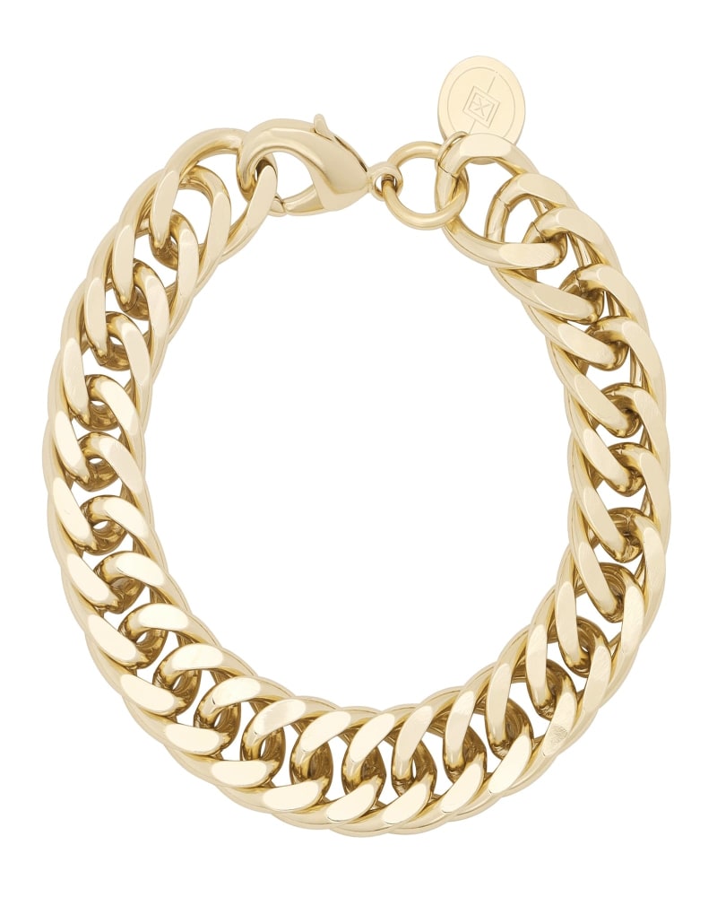 Front of a size 8" Arya Bracelet 8" Gold in Gold by Eklexic. | dia_product_style_image_id:282614